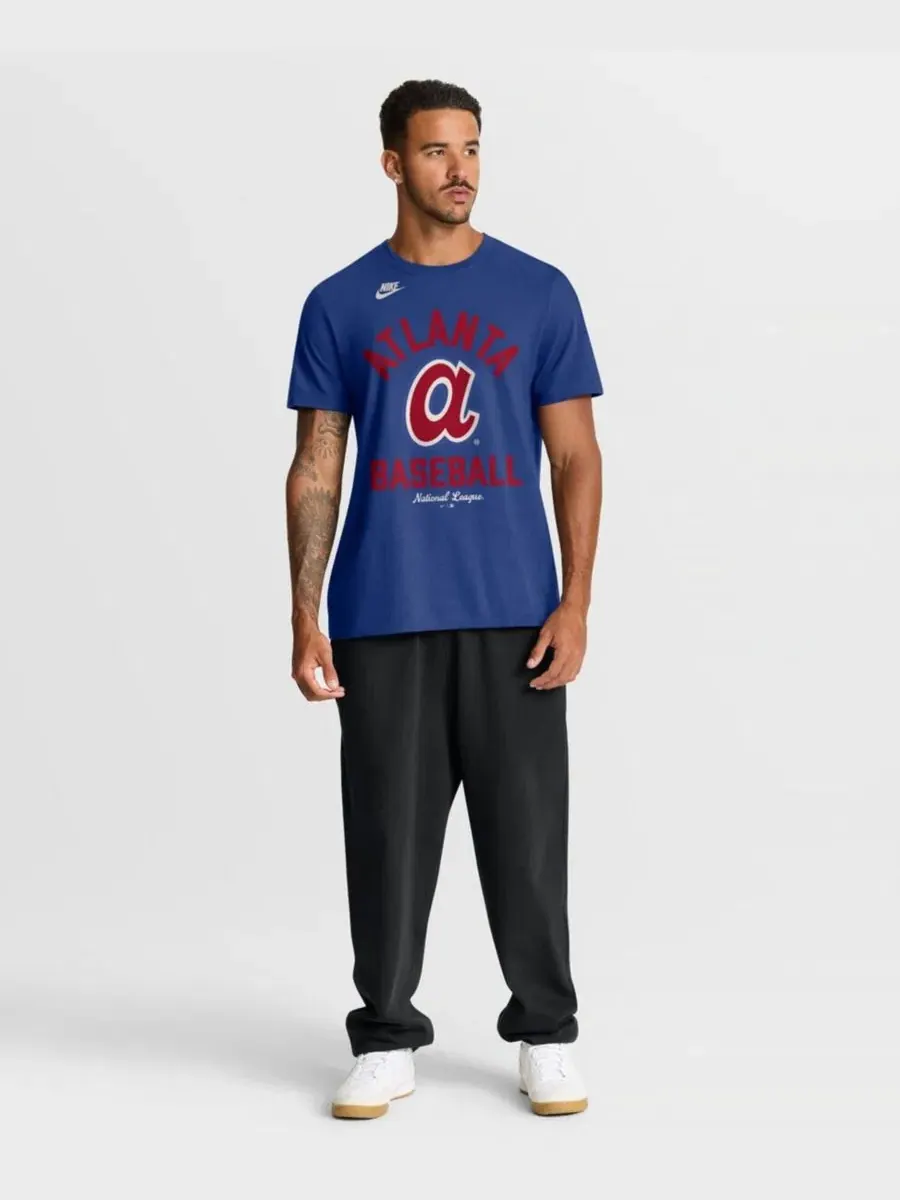Футболка с принтом Atlanta Braves Cooperstown Collection Nike — изображение 4 из 4, королевский