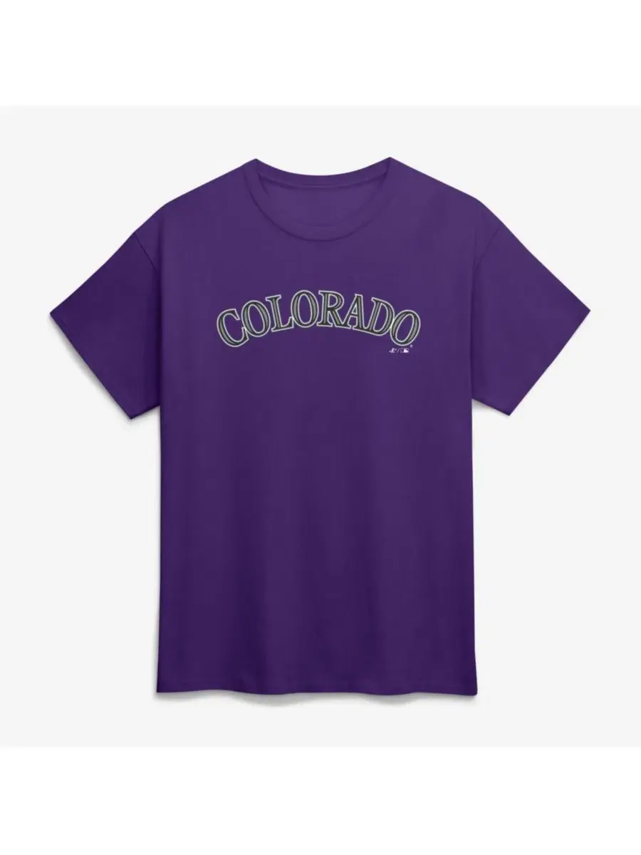 Футболка с принтом Colorado Rockies Wordmark Logo Athletic — изображение 1 из 2, фиолетовый