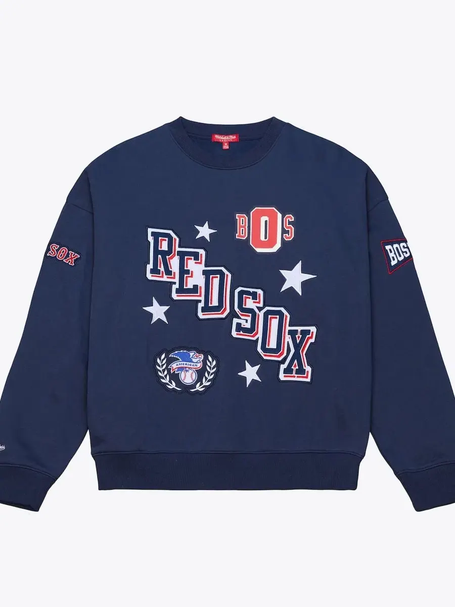 Свитшот женский с вышивкой Boston Red Sox Pep Rally Mitchell & Ness — изображение 1 из 5, темно-синий