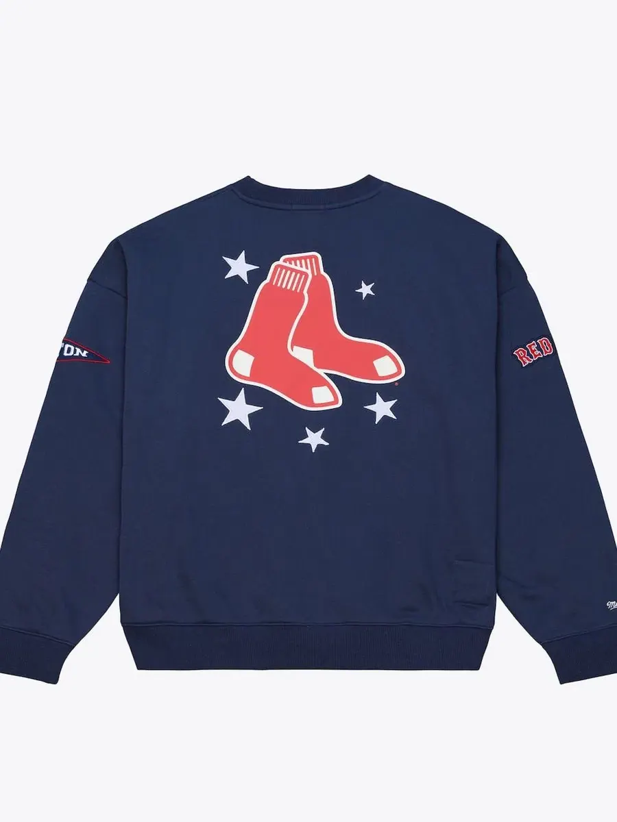 Свитшот женский с вышивкой Boston Red Sox Pep Rally Mitchell & Ness — изображение 5 из 5, темно-синий