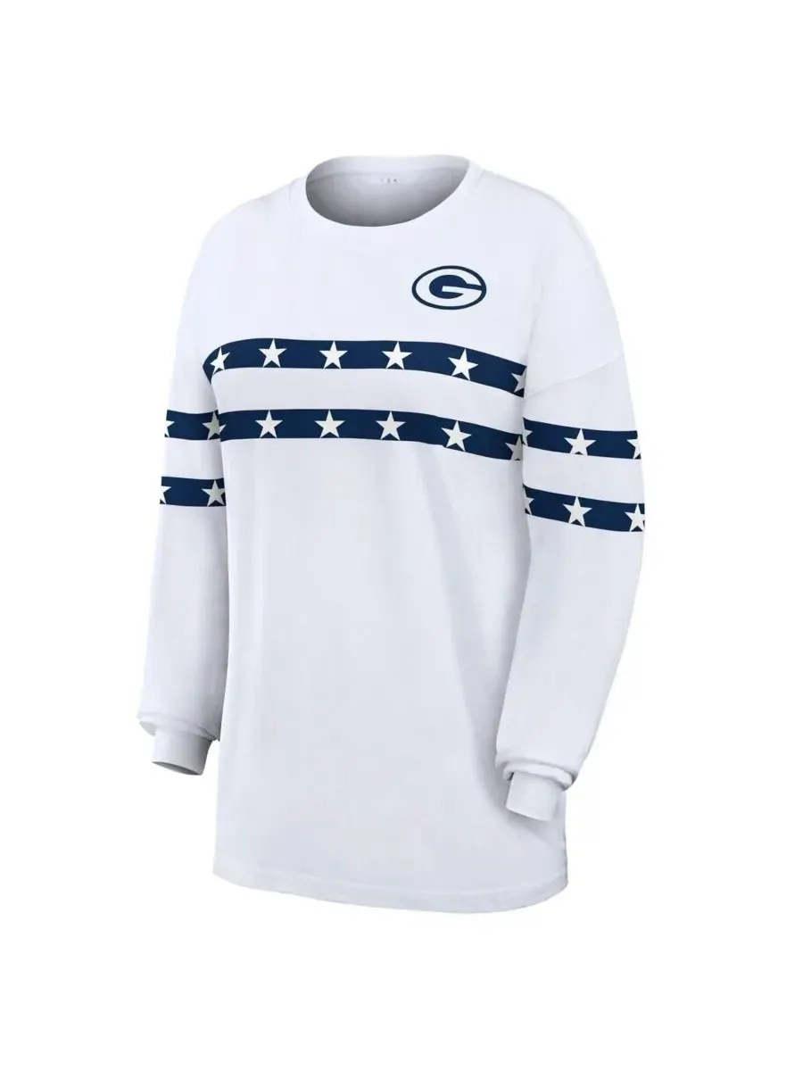 Футболка с длинным рукавом с принтом Americana Stripe Green Bay Packers WEAR by Erin Andrews — изображение 1 из 6, белый