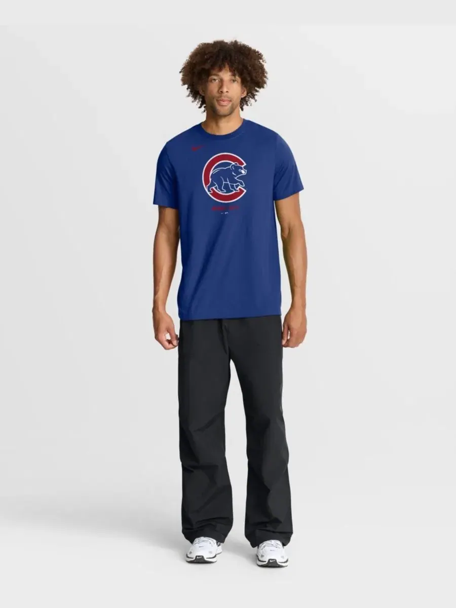 Футболка с коротким рукавом Tri-Blend Logo Chicago Cubs Nike — изображение 3 из 4, королевский