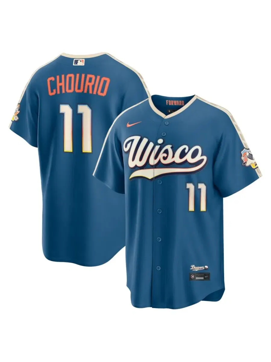 Игровая футболка Nike Jackson Chourio Mineral Blue Milwaukee Brewers 2026 City Connect — изображение 1 из 7, синий