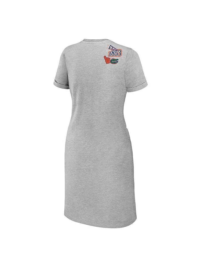 Женское платье-футболка с завязками Heather Grey Florida Gators WEAR by Erin Andrews — изображение 2 из 3, серый