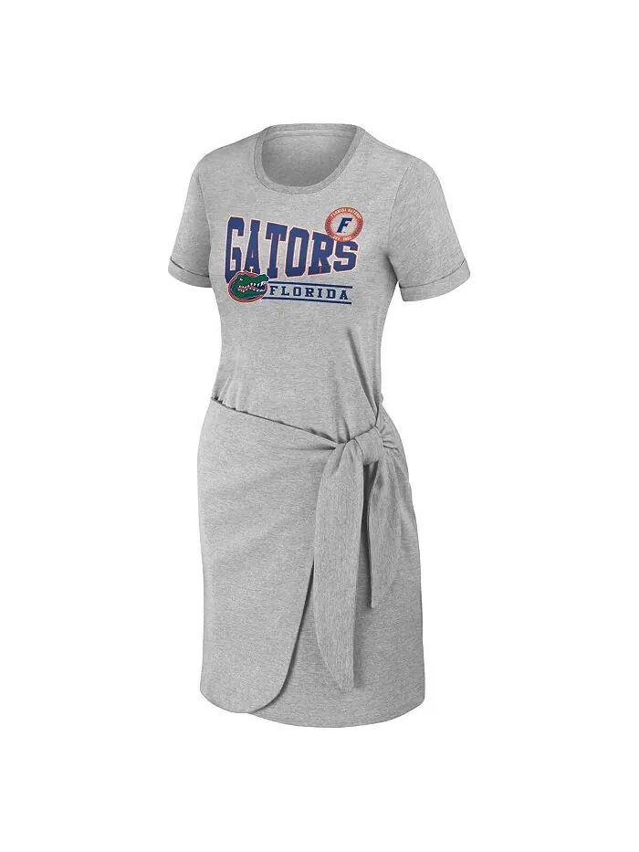 Женское платье-футболка с завязками Heather Grey Florida Gators WEAR by Erin Andrews — изображение 3 из 3, серый