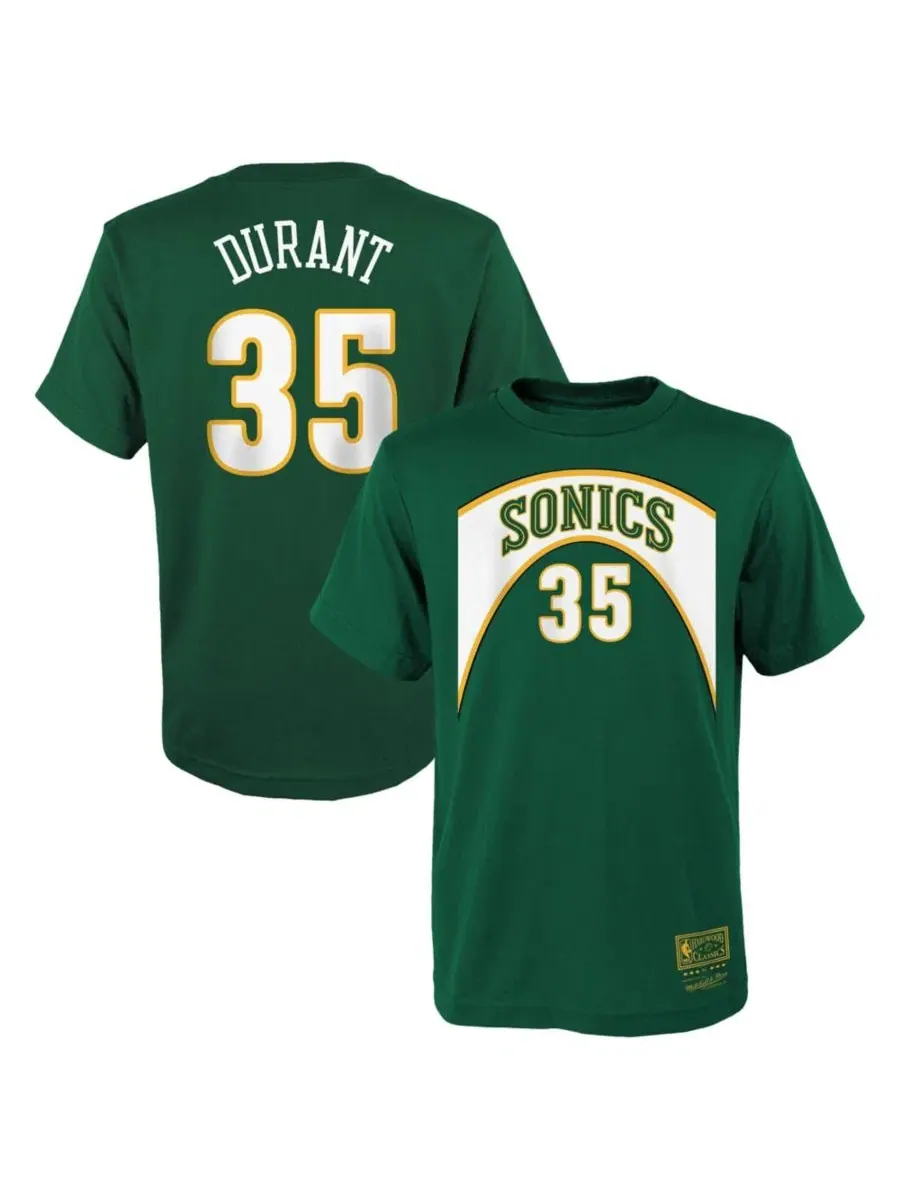Футболка Kevin Durant Green Seattle Supersonics Hardwood Classics Mitchell & Ness — изображение 1 из 3, зеленый