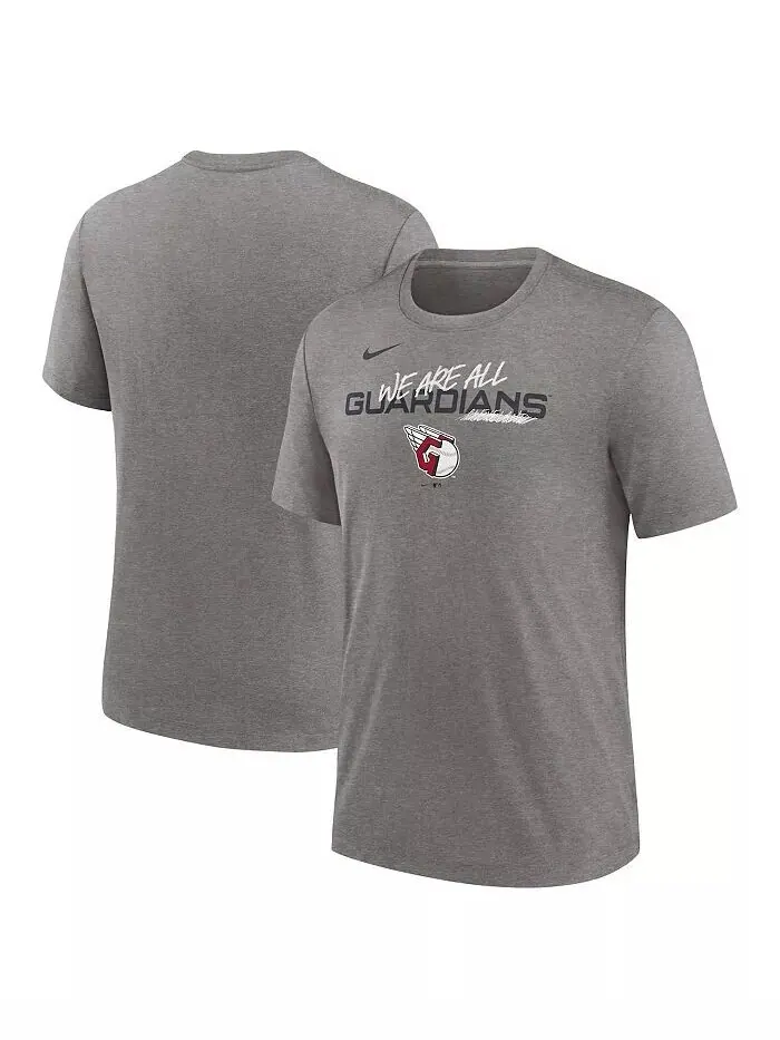 Мужская футболка Heather Charcoal Cleveland Guardians We Are All Tri-Blend Nike — изображение 1 из 3