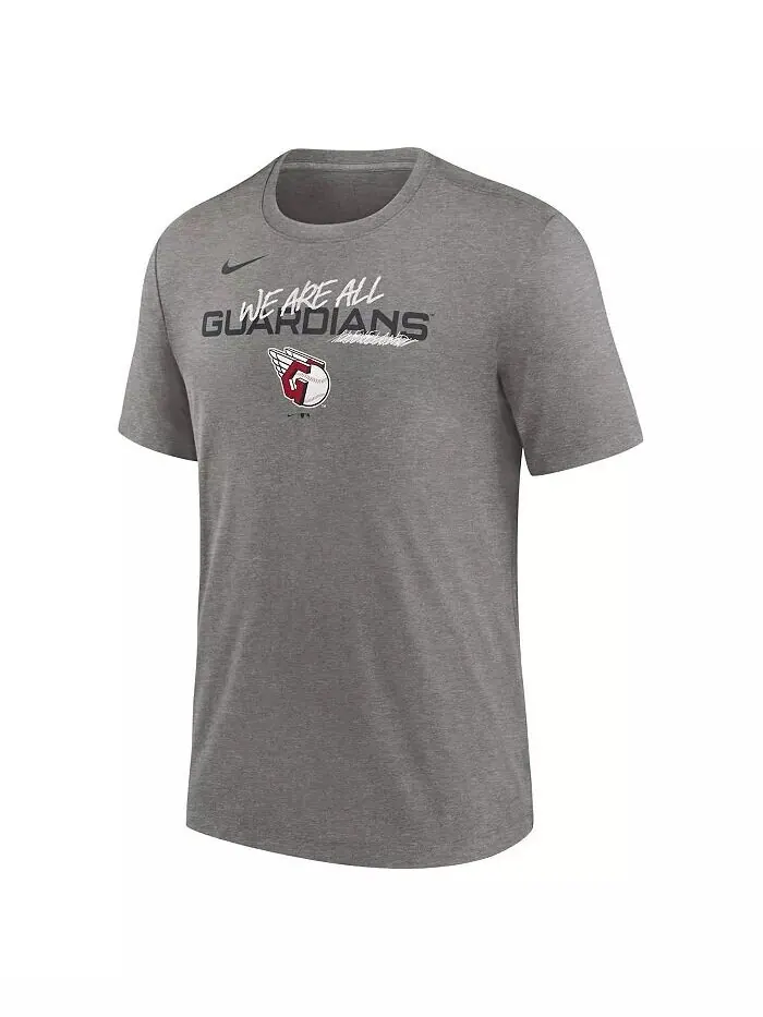 Мужская футболка Heather Charcoal Cleveland Guardians We Are All Tri-Blend Nike — изображение 2 из 3