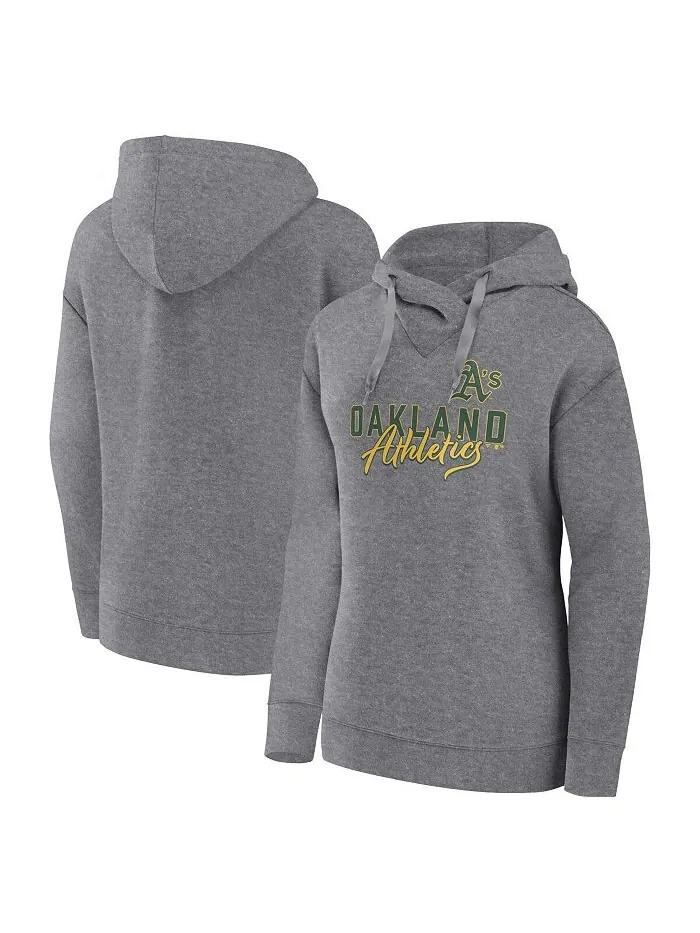 Женский пуловер с капюшоном с фирменным логотипом Heather Grey Oakland Athletics Script Favorite — изображение 1 из 1, серый