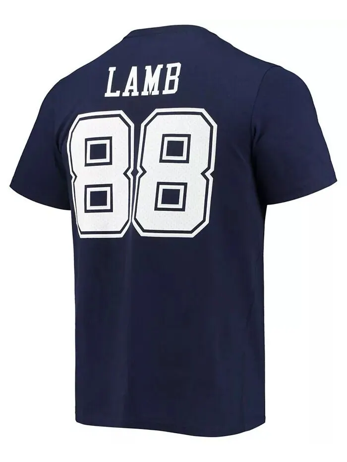 Мужская футболка Cee темно-синяя Dee Lamb со значком игрока Dallas Cowboys, именем и номером — изображение 2 из 3