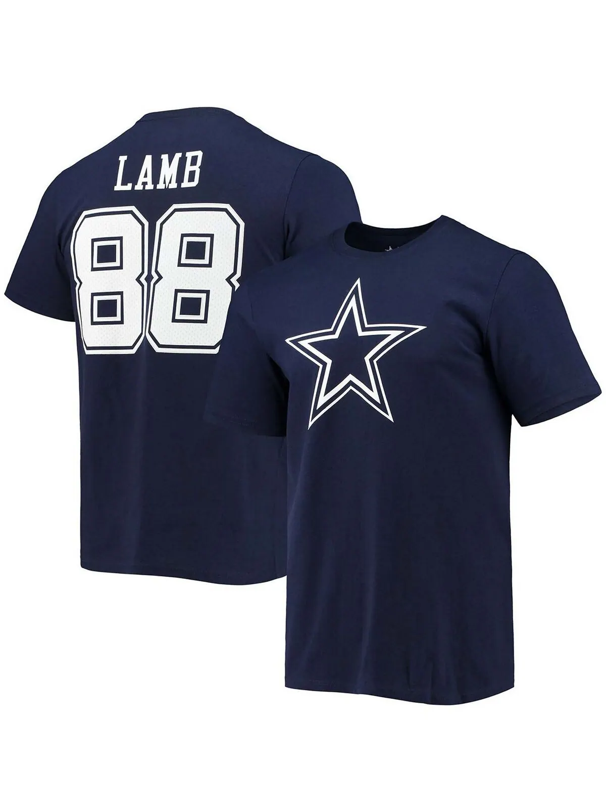 Мужская темно-синяя футболка CeeDee Lamb с изображением игрока Dallas Cowboys с именем и номером — изображение 1 из 3