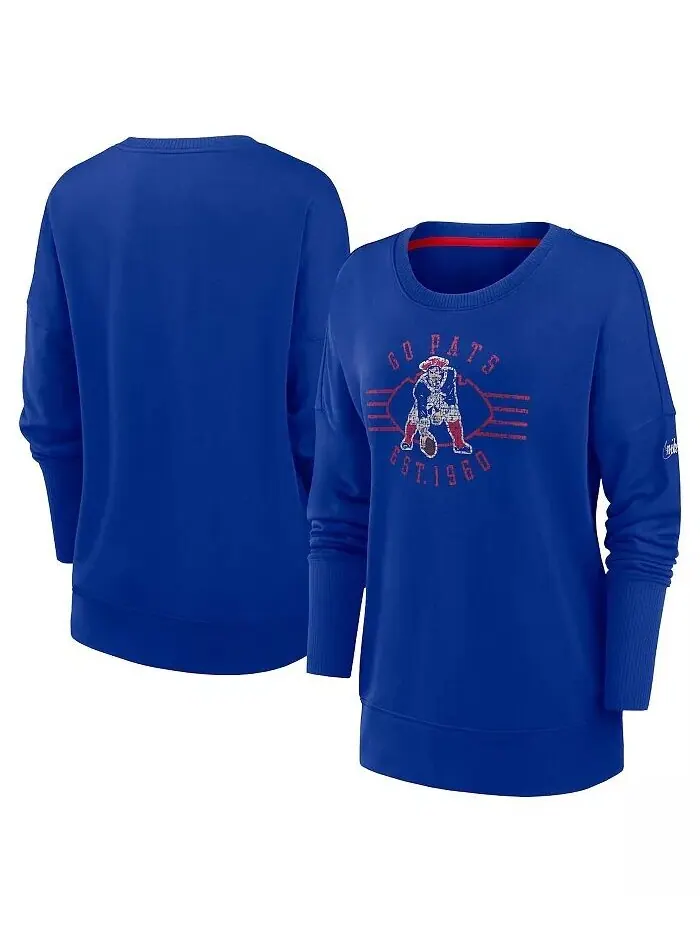 Женский пуловер с надписью Royal New England Patriots Rewind Playback Icon Performance, толстовка — изображение 1 из 2