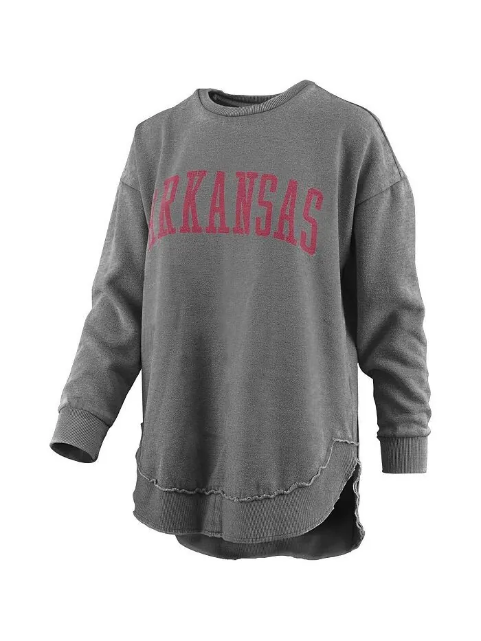 Женский черный рваный свитшот Arkansas Razorbacks в винтажном стиле с эффектом потертости Pressbox — изображение 1 из 1