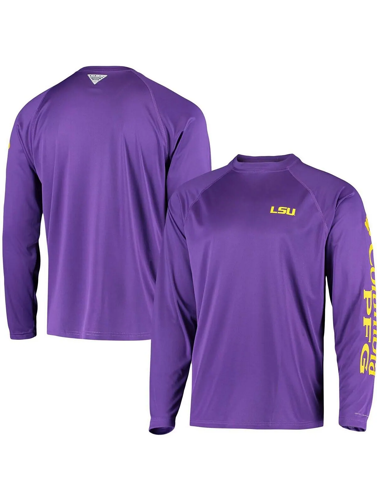 Мужская фиолетовая футболка с длинным рукавом lsu tigers terminal tackle omni-shade Columbia — изображение 1 из 3, фиолетовый