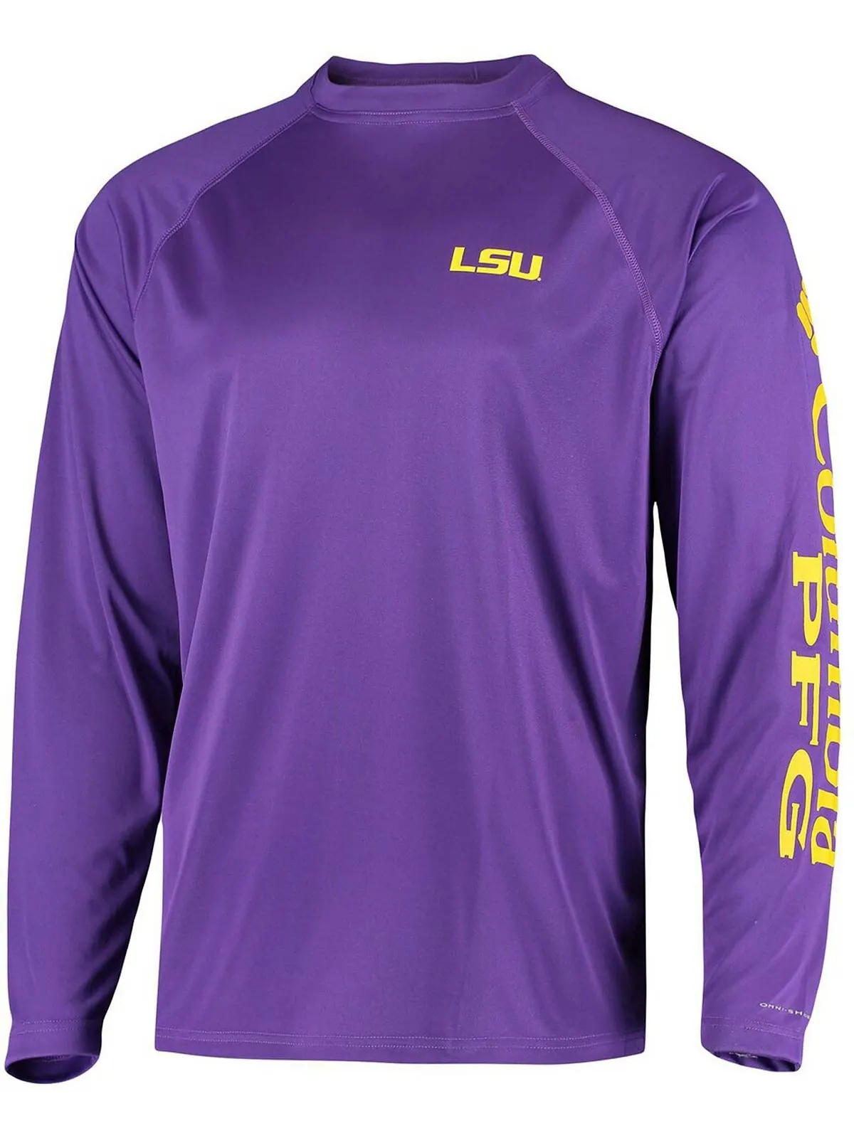 Мужская фиолетовая футболка с длинным рукавом lsu tigers terminal tackle omni-shade Columbia — изображение 2 из 3, фиолетовый
