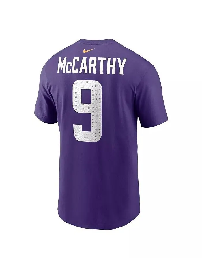 Мужская футболка с именем и номером JJ McCarthy Purple Minnesota Vikings 2024 NFL Draft First Round — изображение 2 из 3