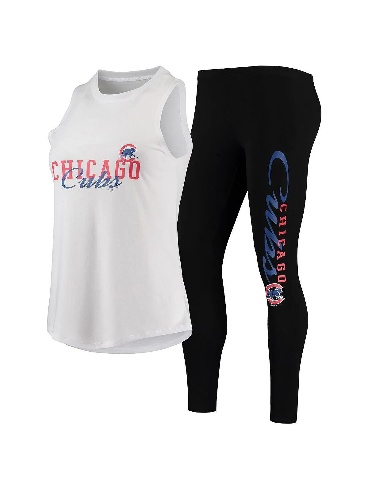 Женский комплект из майки и леггинсов Chicago Cubs Sonata белого и черного цвета Concepts Sport — изображение 1 из 4