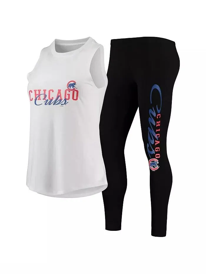 Женский комплект из майки и леггинсов Chicago Cubs Sonata белого и черного цвета Concepts Sport
