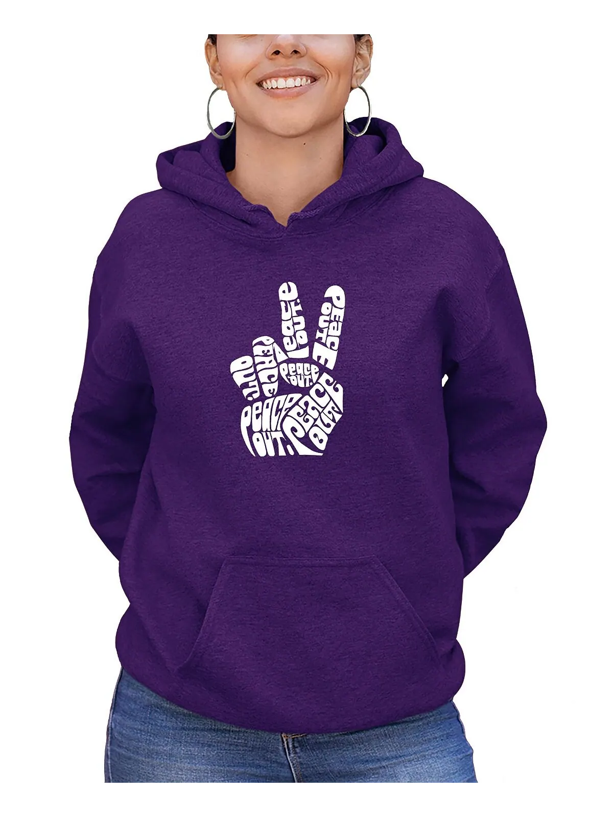 Женская толстовка word art peace out с капюшоном LA Pop Art — изображение 1 из 2, фиолетовый