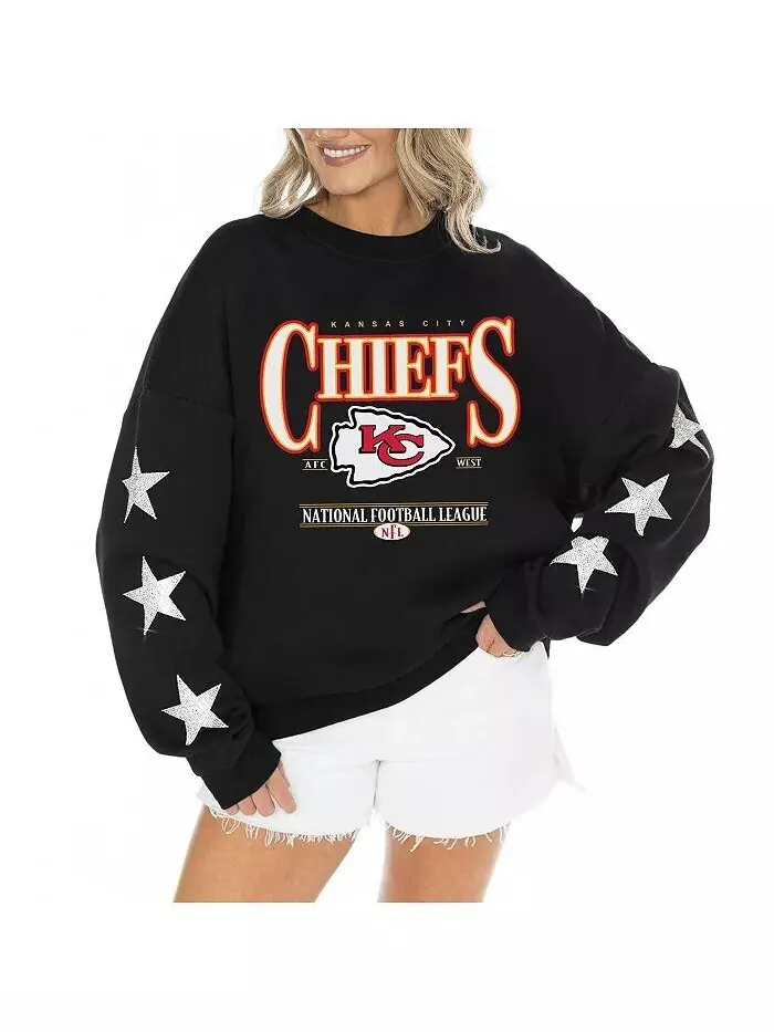 Женский черный свитер Kansas City Chiefs со стразами и звездами на рукавах Settle the Score из — изображение 1 из 3