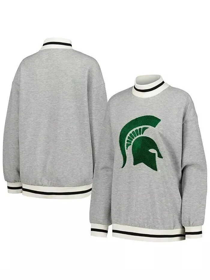 Женская толстовка Ash Michigan State Spartans In It To Win It Sporty Mock Neck Pullover Gameday — изображение 1 из 4