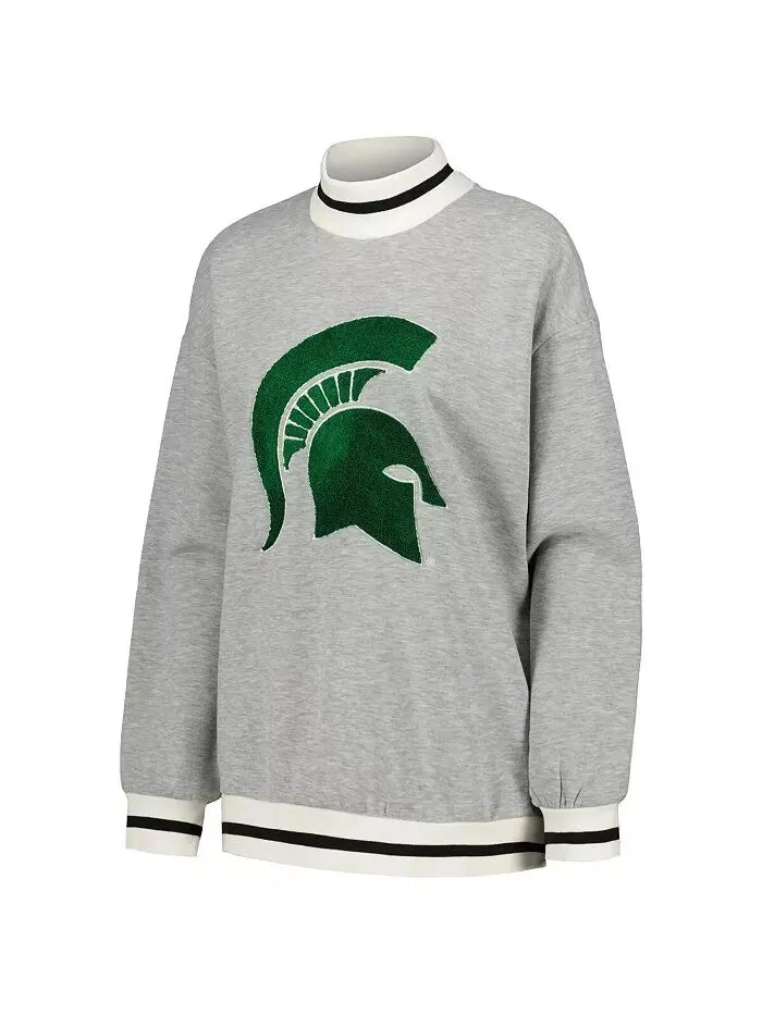 Женская толстовка Ash Michigan State Spartans In It To Win It Sporty Mock Neck Pullover Gameday — изображение 2 из 4