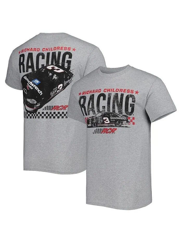 Мужская двусторонняя футболка с автомобилем Heather Grey Richard Childress Racing Goodwrench — изображение 1 из 2, серый