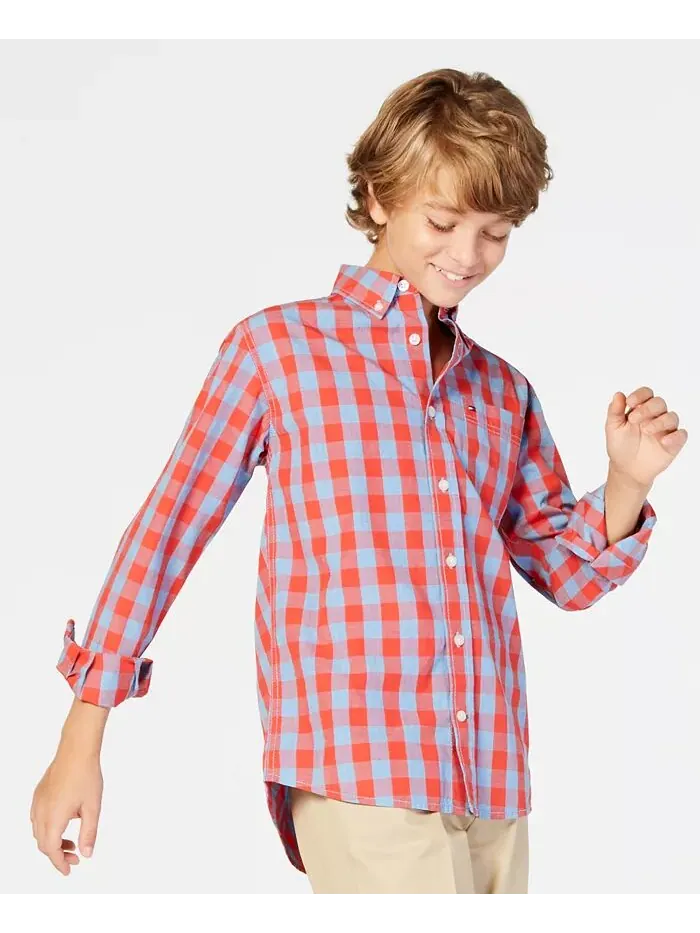 Рубашка Kirk Box-Plaid на пуговицах для малышей и маленьких мальчиков Tommy Hilfiger — изображение 1 из 5