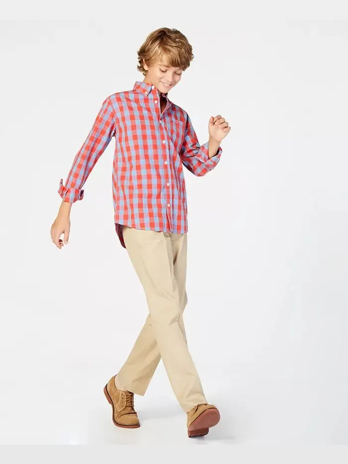 Рубашка Kirk Box-Plaid на пуговицах для малышей и маленьких мальчиков Tommy Hilfiger — изображение 4 из 5