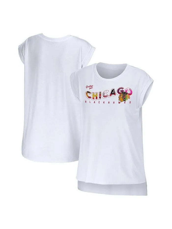 Женская белая футболка Chicago Blackhawks Greeting From Muscle WEAR by Erin Andrews — изображение 1 из 3, белый