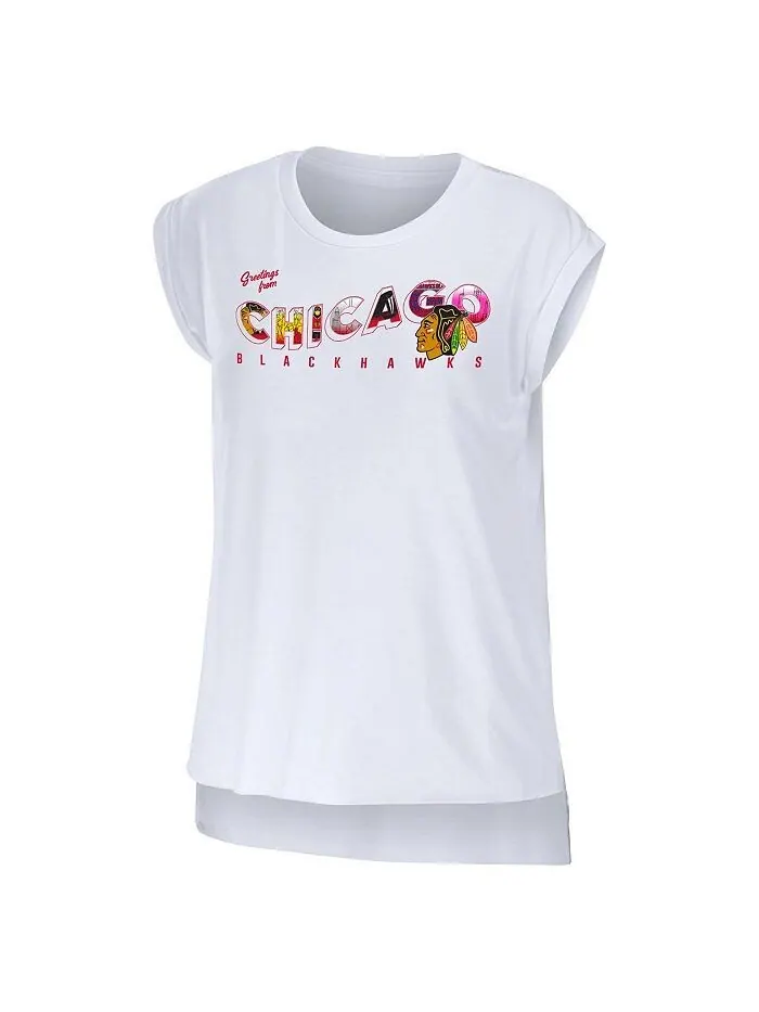 Женская белая футболка Chicago Blackhawks Greeting From Muscle WEAR by Erin Andrews — изображение 3 из 3, белый