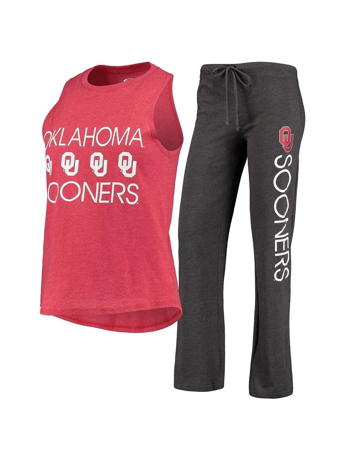 Женский малиновый, темно-угольный комплект для сна из майки и брюк Oklahoma Earlys Team Concepts — изображение 1 из 4, серый