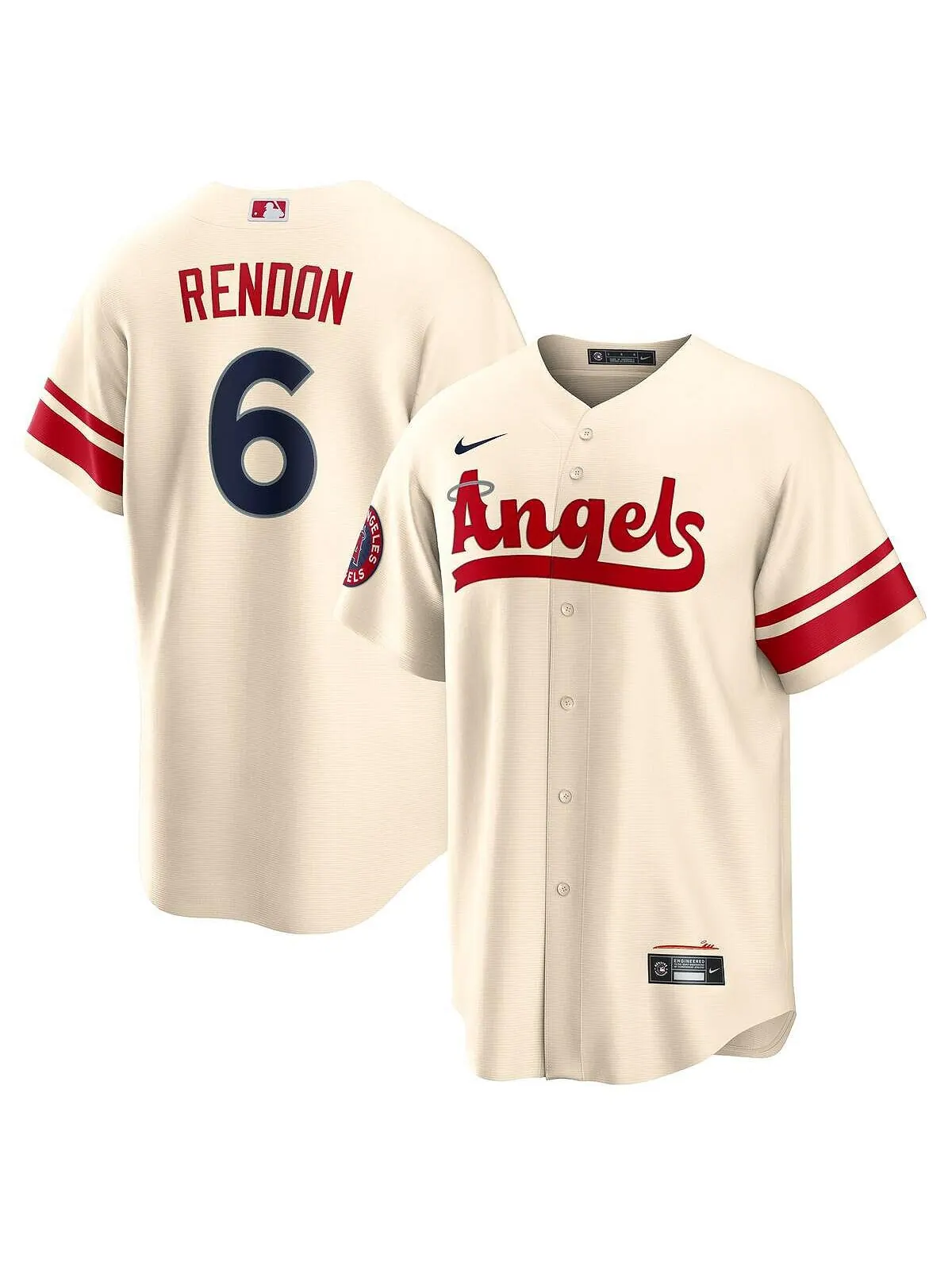 Мужская футболка Энтони Рендон кремового цвета Los Angeles Angels 2022 City Connect Replica Player — изображение 1 из 1