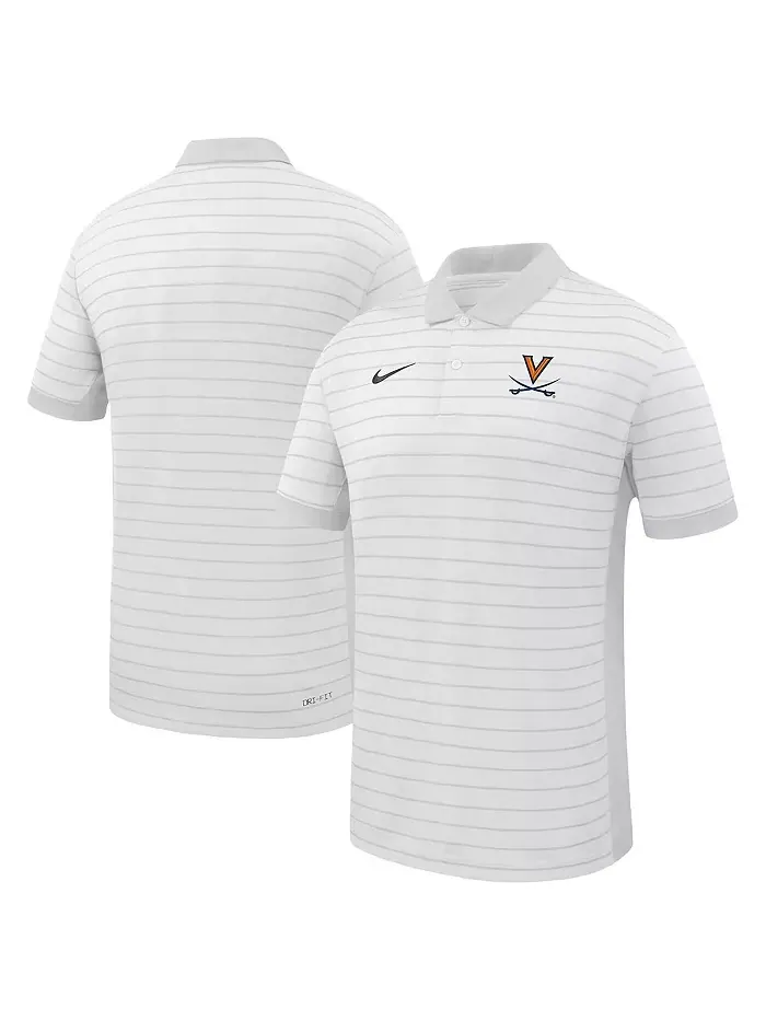 Мужская белая поло Virginia Cavaliers 2025 Early Season Coaches Sideline Victory Stripe Performance — изображение 1 из 3