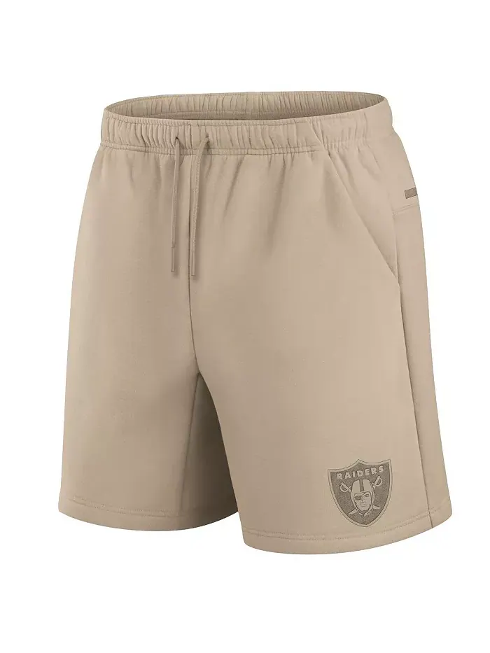 Мужские и женские мягкие флисовые шорты цвета хаки Las Vegas Raiders Elements Fanatics Signature — изображение 2 из 3