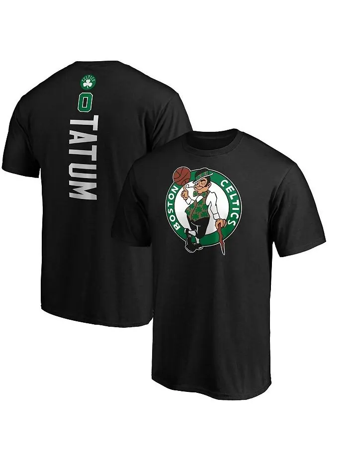 Мужская черная футболка с именем и номером плеймейкера команды Boston Celtics Jayson Tatum Fanatics — изображение 1 из 2
