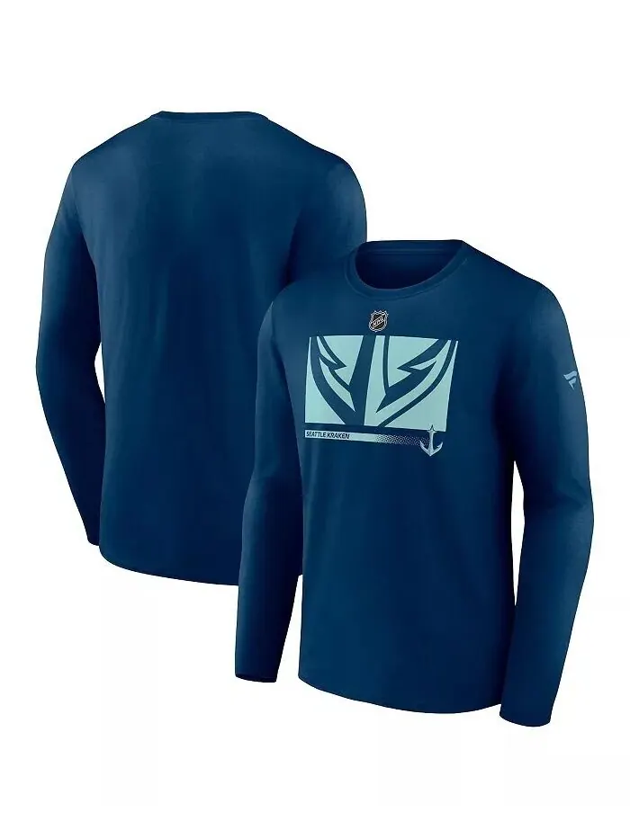 Мужская темно-синяя футболка с длинным рукавом Seattle Kraken Authentic Pro Core Collection Fanatics — изображение 1 из 3