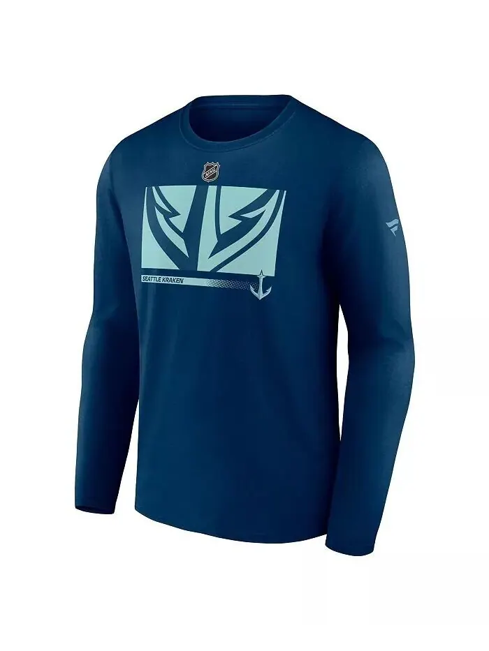 Мужская темно-синяя футболка с длинным рукавом Seattle Kraken Authentic Pro Core Collection Fanatics — изображение 3 из 3