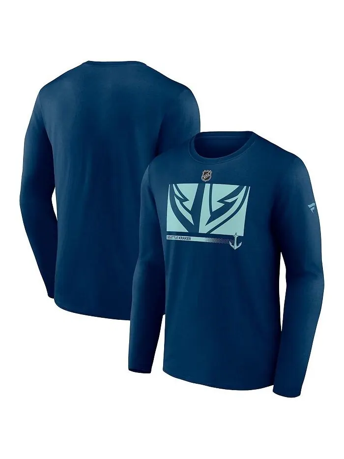 Мужская фирменная футболка Deep Sea Blue Seattle Kraken Authentic Pro Core Collection с длинным — изображение 1 из 3
