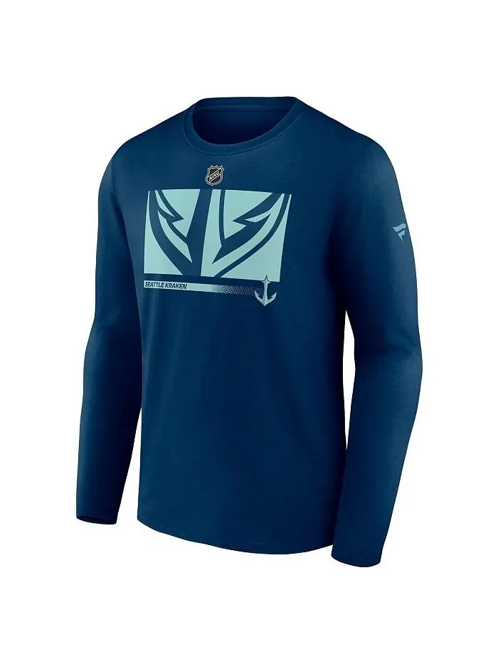 Мужская фирменная футболка Deep Sea Blue Seattle Kraken Authentic Pro Core Collection с длинным — изображение 3 из 3