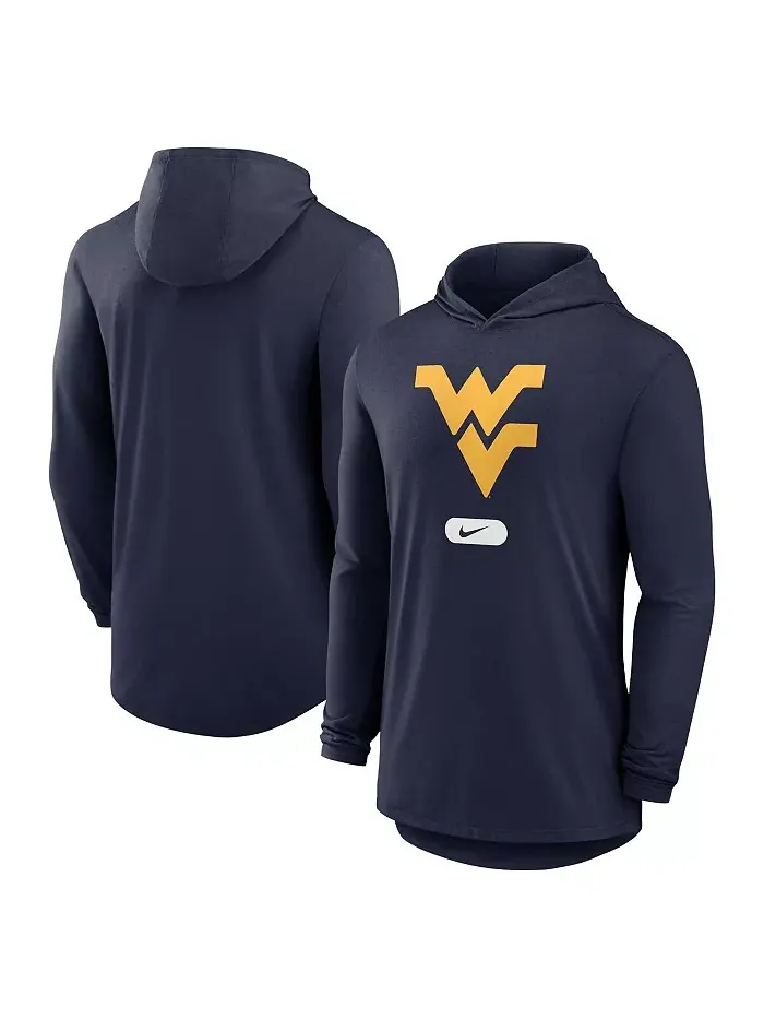 Мужская легкая толстовка с длинными рукавами West Virginia Mountaineers в темно-синем цвете Nike — изображение 1 из 3