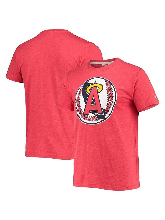 Мужская красная футболка Tri-Blend с нарисованным вручную логотипом Los Angeles Angels Homage — изображение 1 из 3, красный