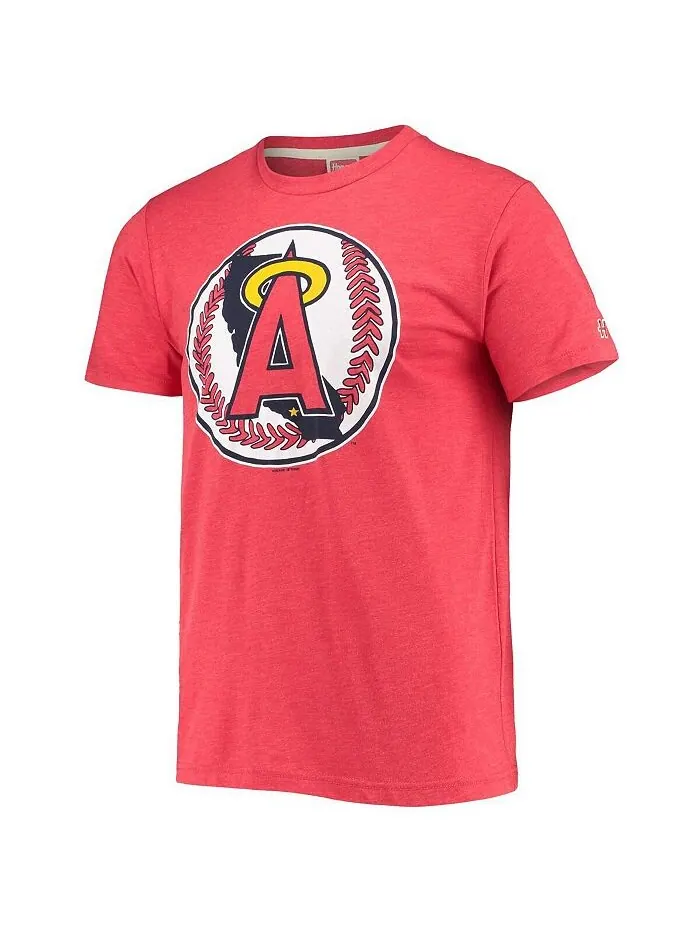 Мужская красная футболка Tri-Blend с нарисованным вручную логотипом Los Angeles Angels Homage — изображение 3 из 3, красный