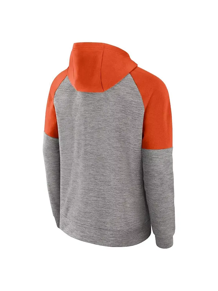 Мужская серая меланжевая толстовка с капюшоном и молнией Clemson Tigers Fitness Raglan Performance — изображение 3 из 3