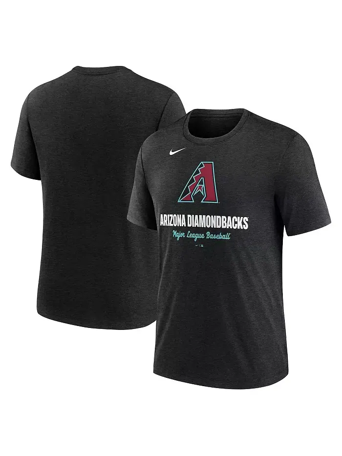 Мужская футболка Heather Black Arizona Diamondbacks Logo Tri-Blend Nike — изображение 1 из 3