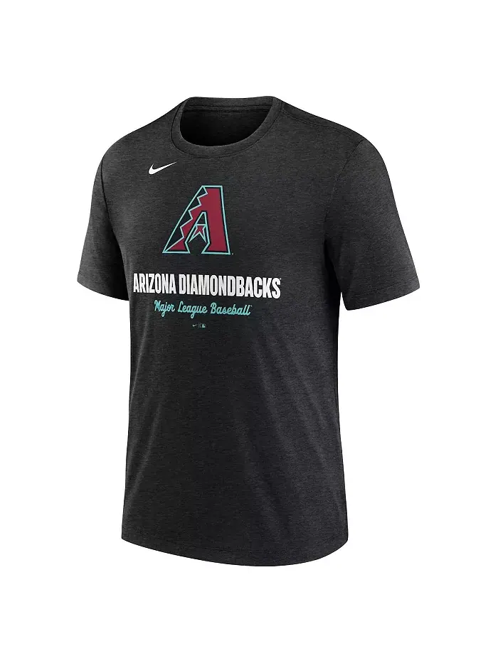 Мужская футболка Heather Black Arizona Diamondbacks Logo Tri-Blend Nike — изображение 2 из 3