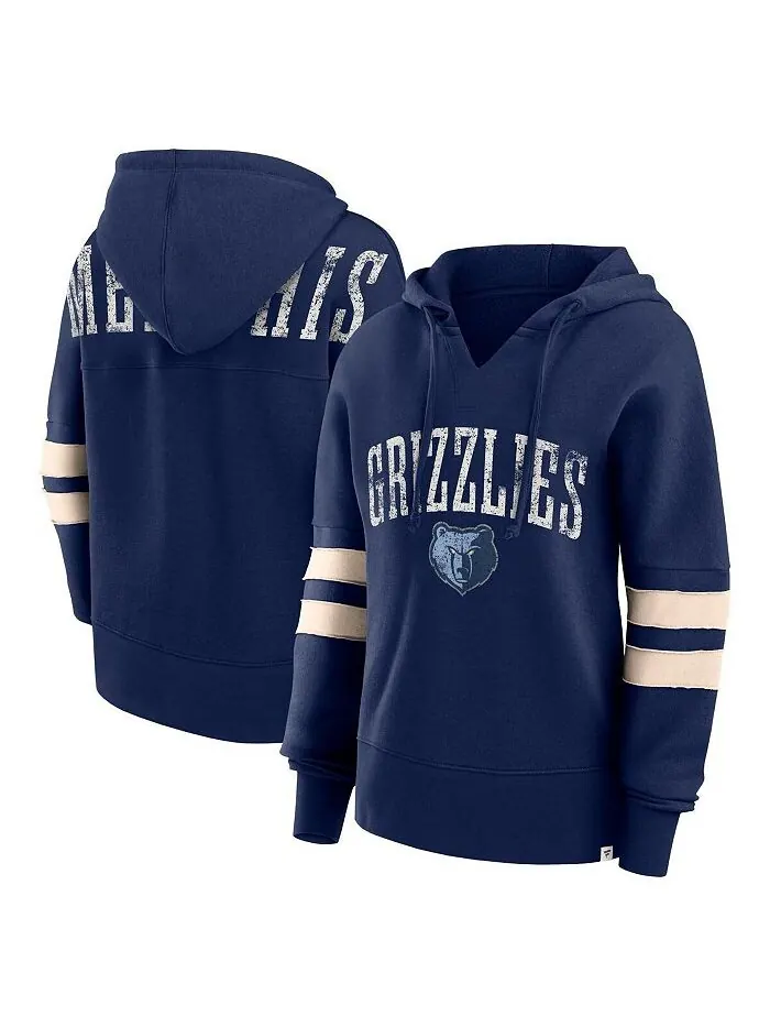 Женская фирменная темно-синяя рваная толстовка с капюшоном Memphis Grizzlies Bold Move Dolman с — изображение 1 из 3