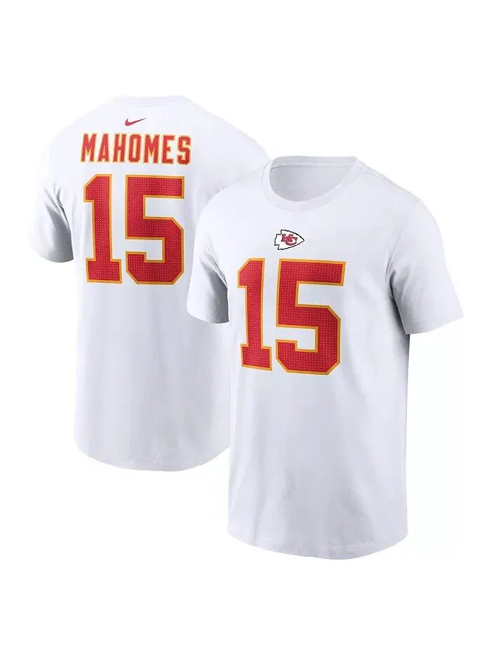 Мужская белая футболка с именем и номером игрока команды Kansas City Chiefs Патрика Махоумса Nike — изображение 1 из 3