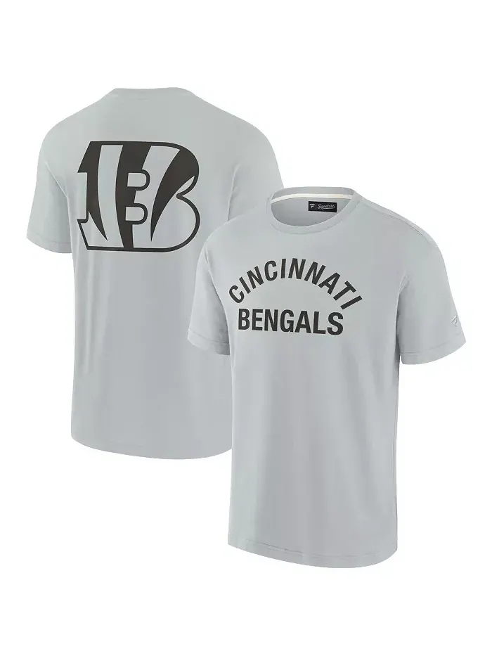 Мужская и женская серая футболка с коротким рукавом Cincinnati Bengals Super Soft Fanatics Signature