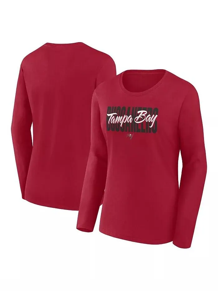 Женская красная футболка Tampa Bay Buccaneers Grip с длинным рукавом Logo Athletic — изображение 1 из 3